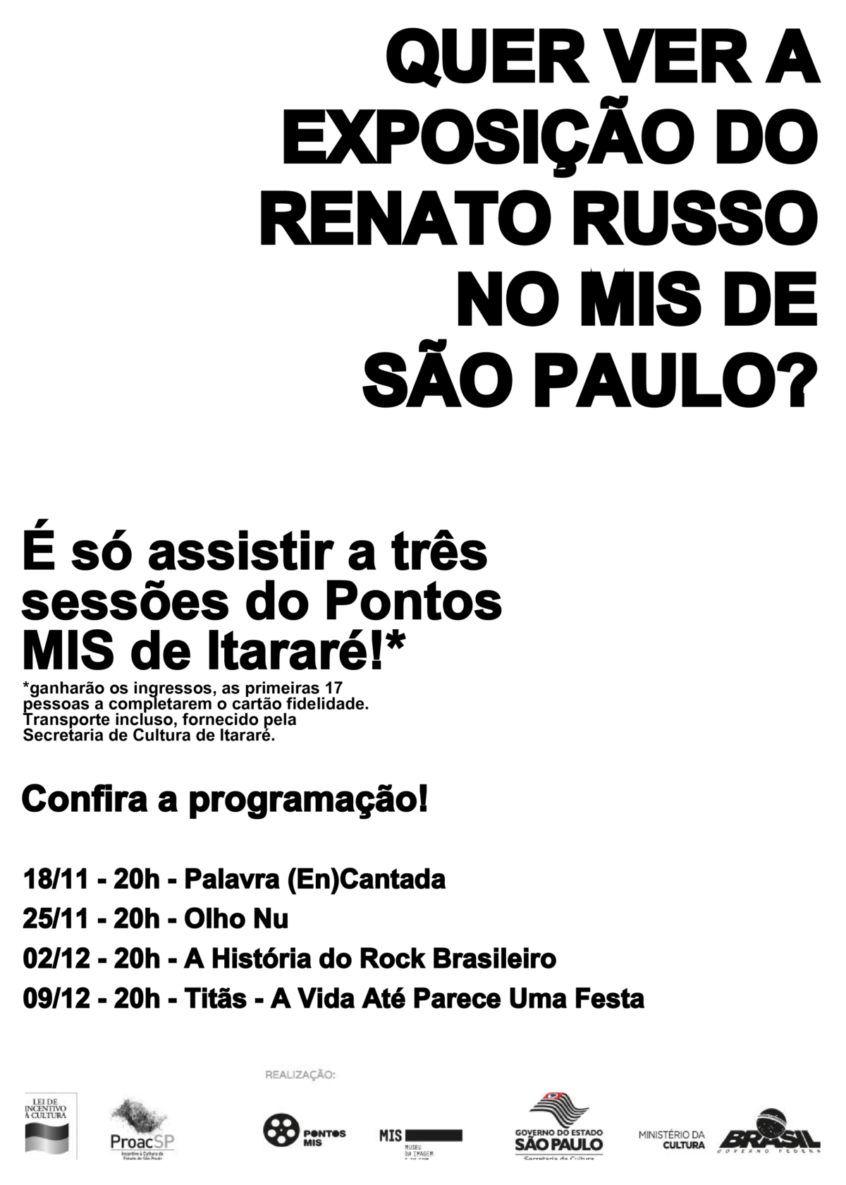 Cultura de Itararé (SP) levará público a megaexposição de Renato Russo em São Paulo (SP)
