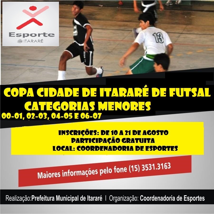 Estão abertas as inscrições do Campeonato Municipal de Futsal – categorias menores
