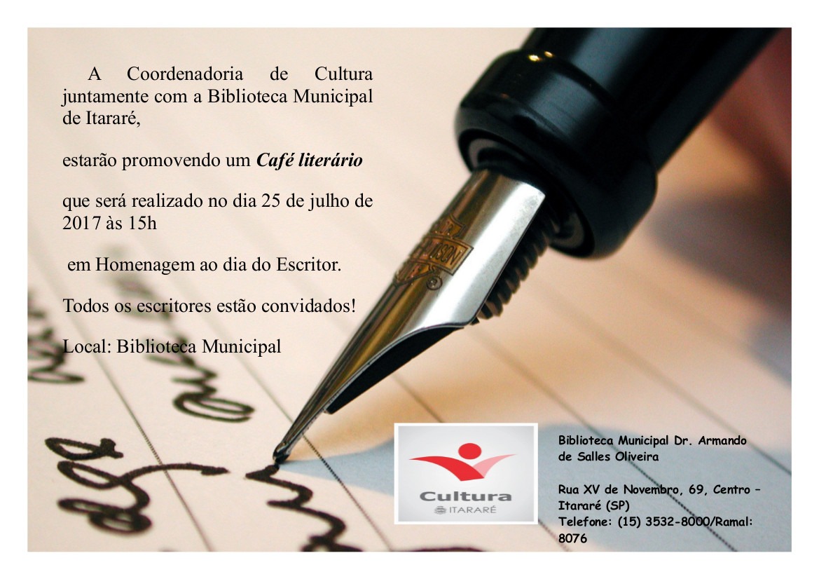 Prefeitura de Itararé promove Café Literário na próxima terça-feira (25)