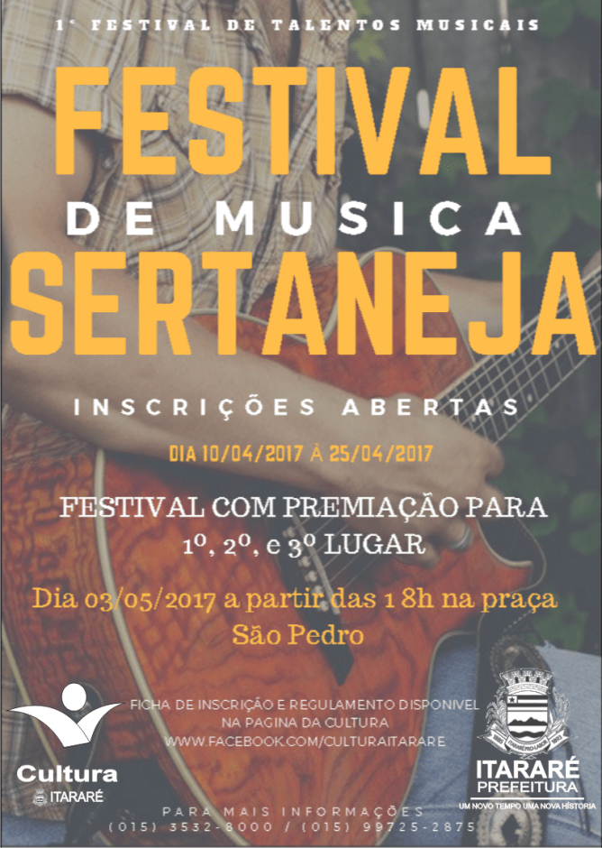 Abertas as inscrições para 1º Festival de Música Sertaneja de Itararé