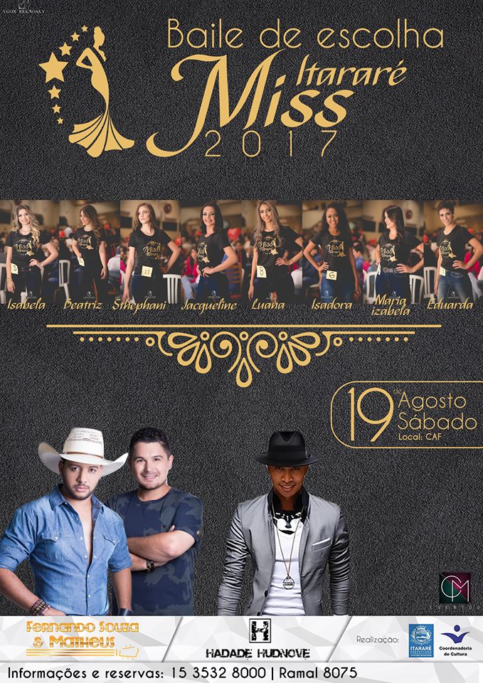 Convites para o Miss Itararé 2017 já estão a venda