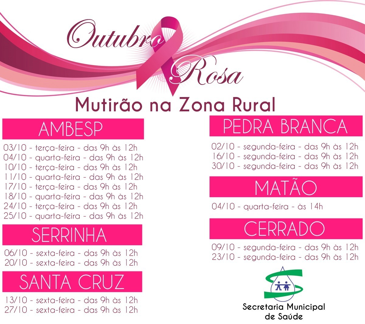 Itararé (SP) realiza atividades do ‘Outubro Rosa’ em cinco bairros diferentes