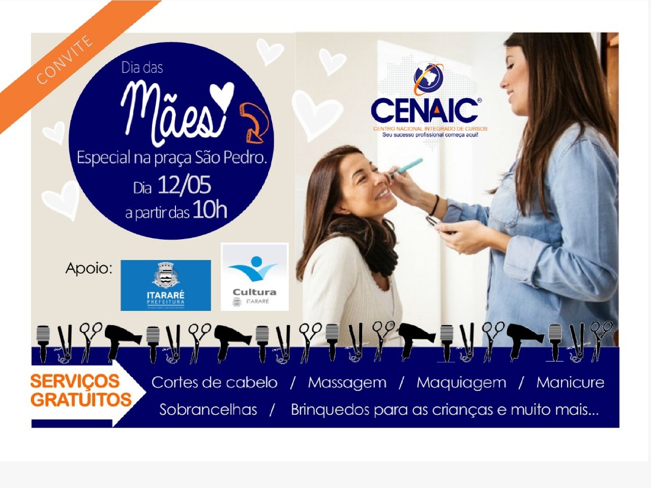 Prefeitura, em parceria com Cenaic, vai oferecer serviços de beleza gratuitos neste sábado (12) em Itararé (SP)