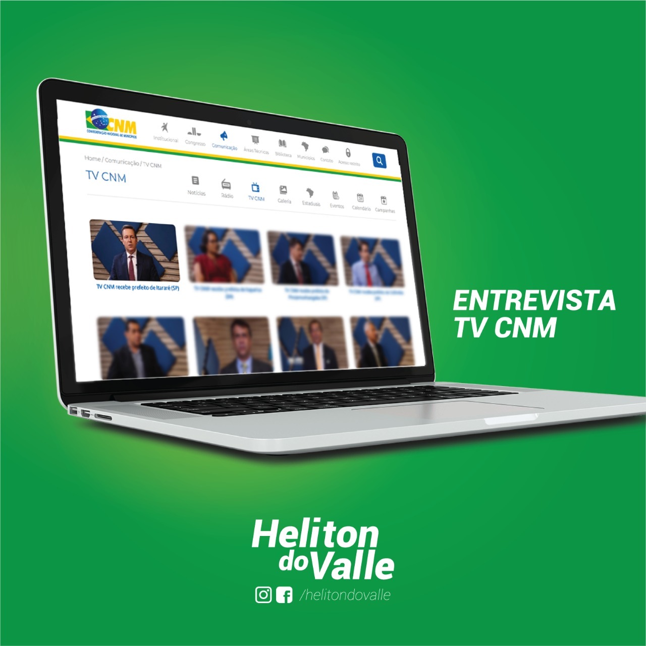Entrevista concedida pelo prefeito de Itararé (SP), Heliton do Valle, à CNM é destaque no site da instituição