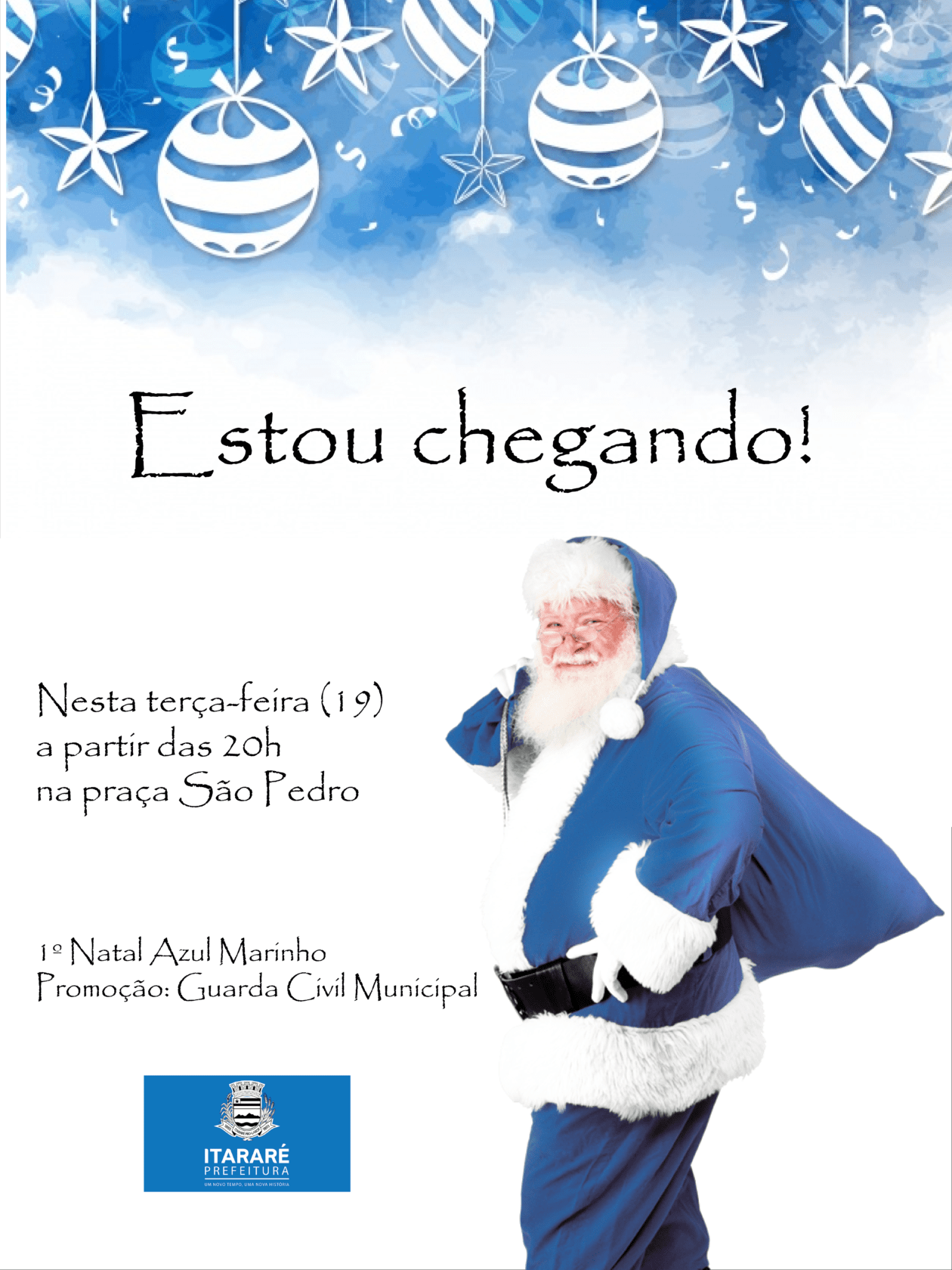 Papai Noel azul chega nesta terça-feira (19) em Itararé (SP)