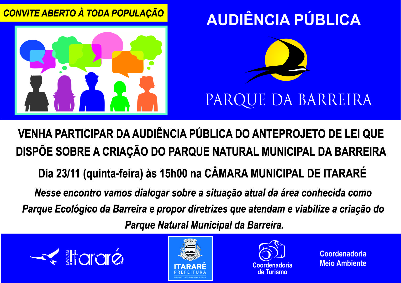 Turismo de Itararé (SP) convida população para audiência pública
