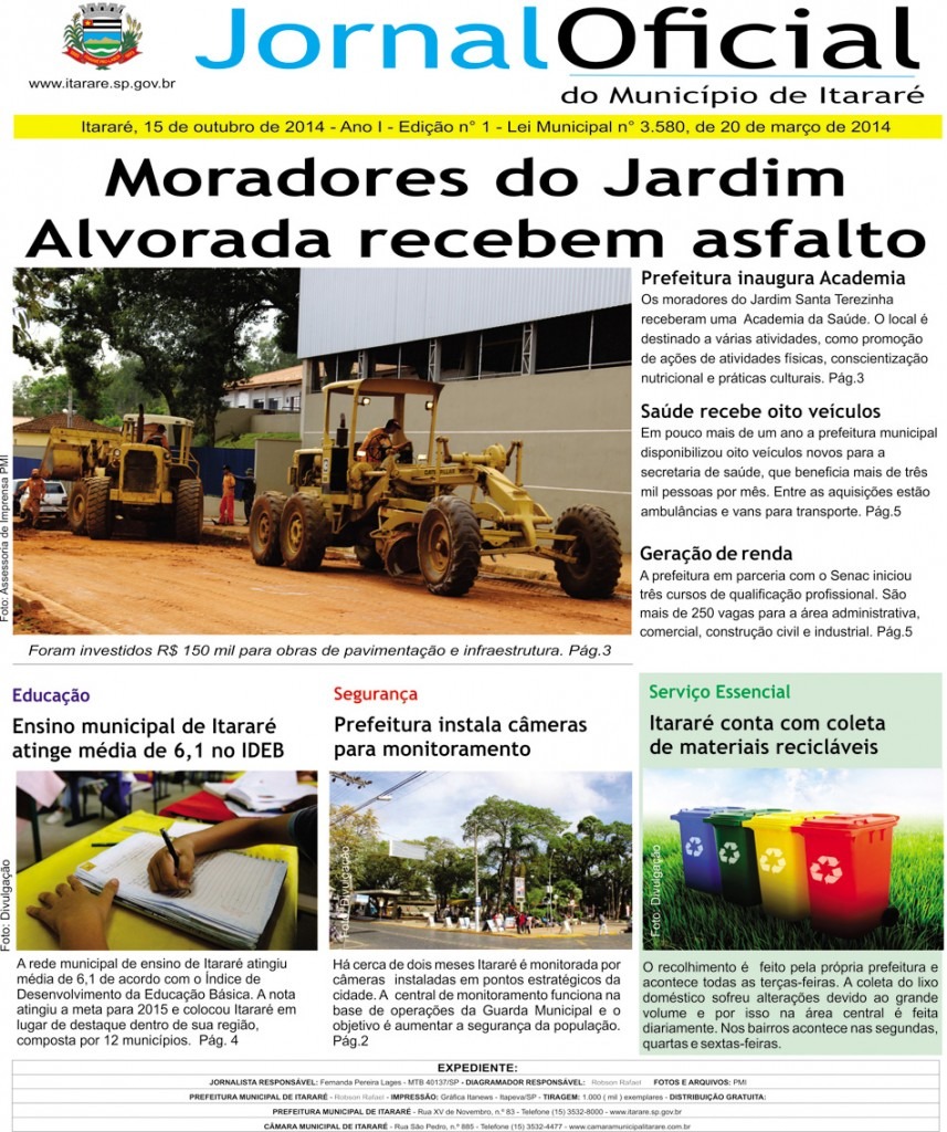 Prefeitura lança Jornal Oficial do Município