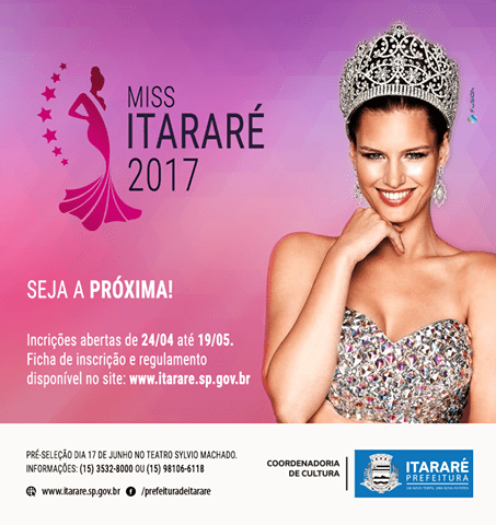 Inscrições para Miss Itararé 2017 começam hoje (24)