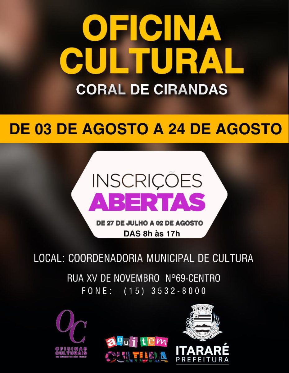 Cultura de Itararé (SP) abre inscrições para Oficina Coral de Cirandas 