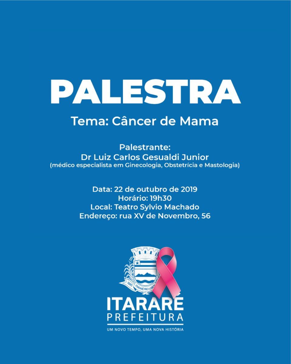 Prefeitura de Itararé (SP) promove palestra sobre câncer de mama nesta terça-feira (22)