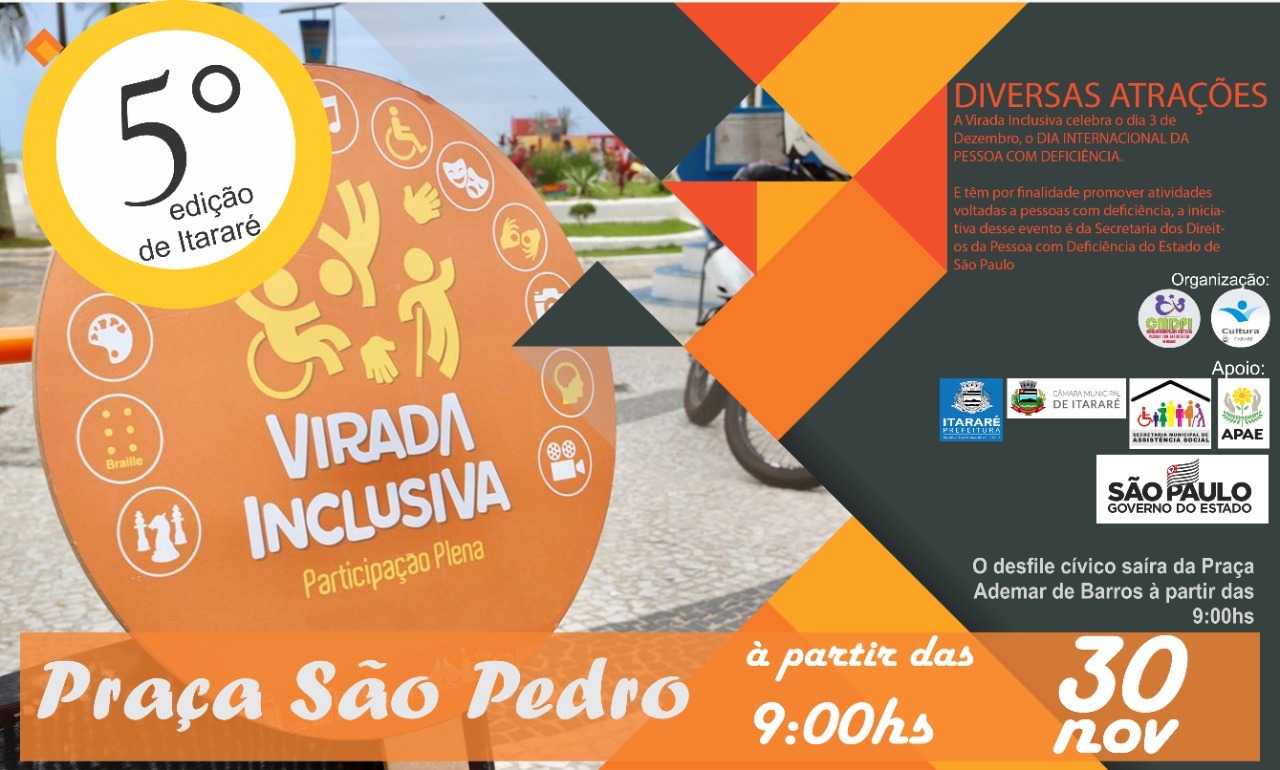 Prefeitura de Itararé (SP) promove 5ª virada inclusiva neste sábado (30)