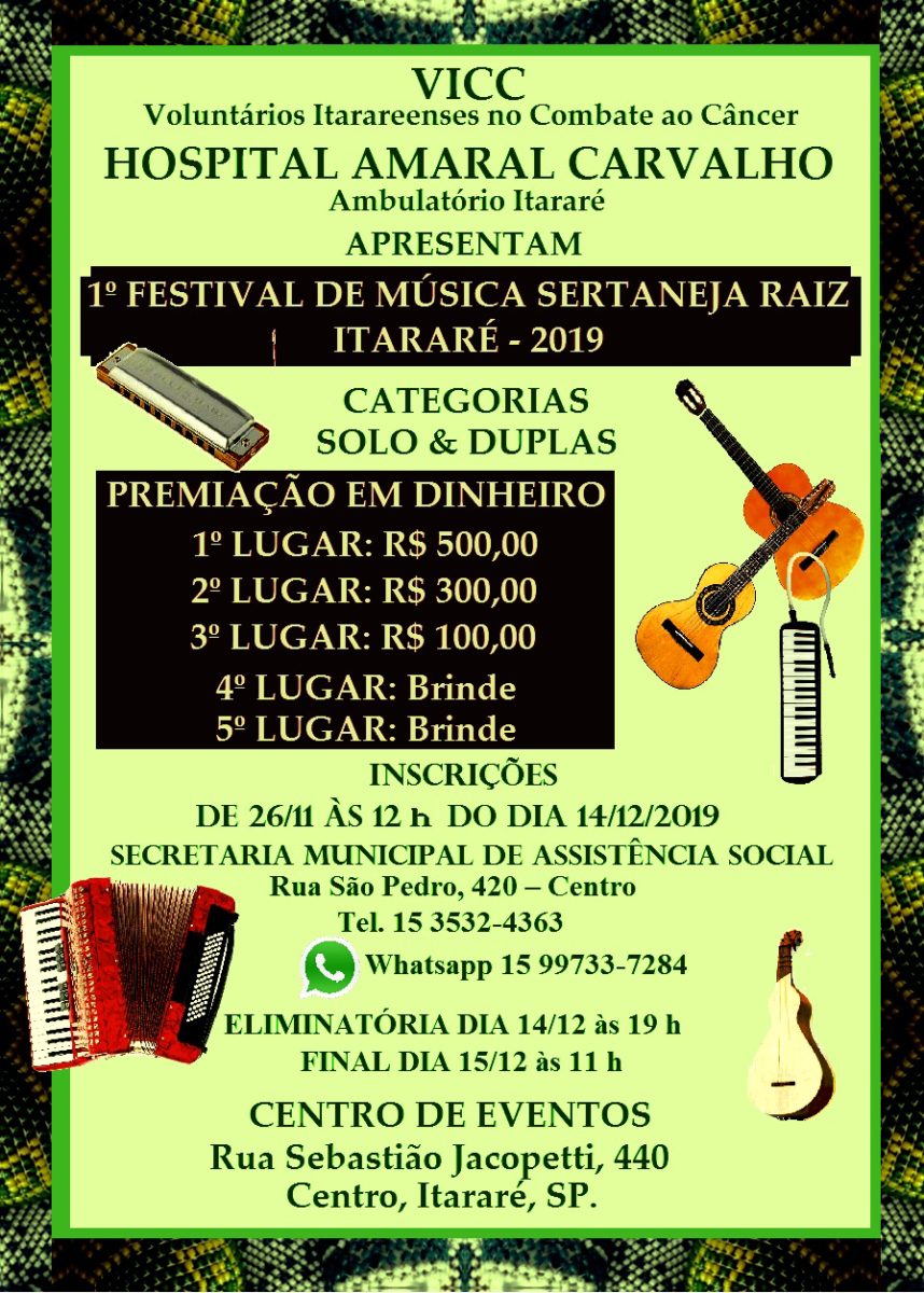 VICC de Itararé (SP) promove 1º Festival de Interpretação da Música Sertaneja Raiz