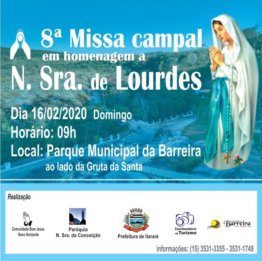 8ª Missa Campal em homenagem a Nossa Senhora de Lourdes acontece neste domingo (16), em Itararé (SP)