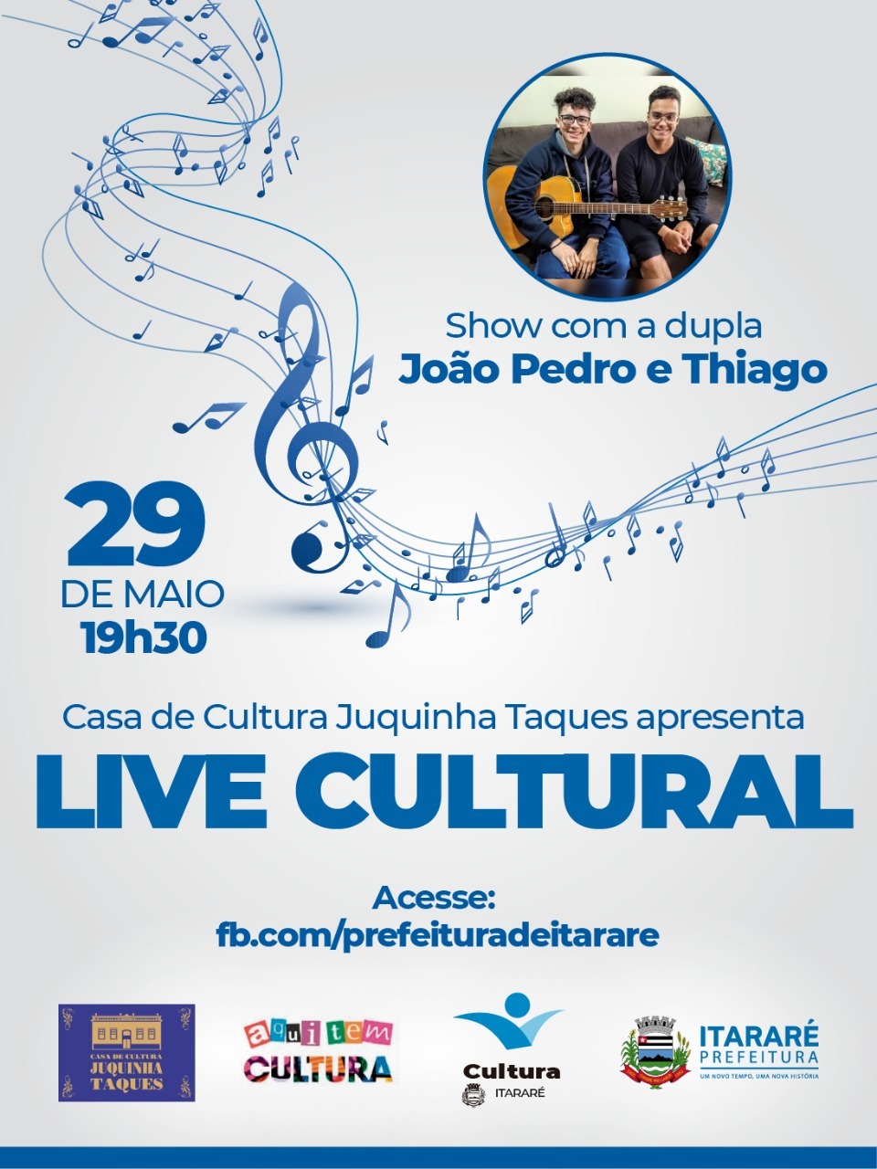 Live Cultural da Prefeitura de Itararé (SP) apresenta João Pedro e Thiago nesta sexta-feira (29)