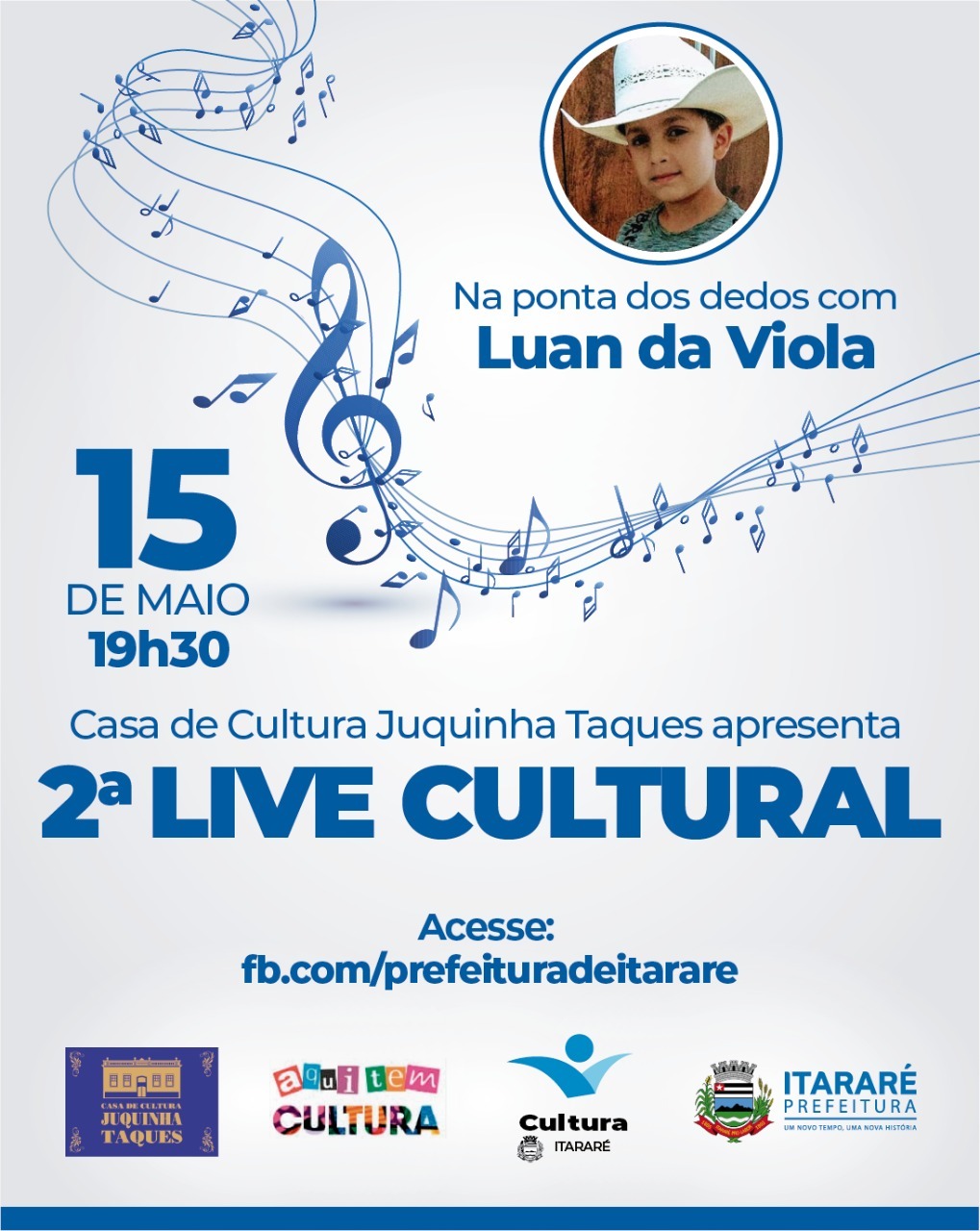Luan da Viola será a próxima atração da Live Cultural da Prefeitura de Itararé (SP)