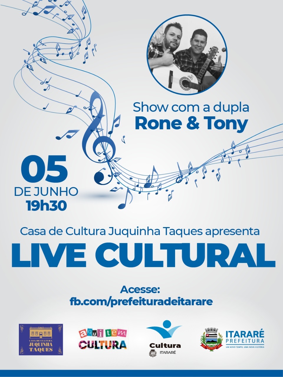 Rone & Tony se apresentam nesta sexta-feira (05) na Live Cultural da Prefeitura de Itararé (SP)