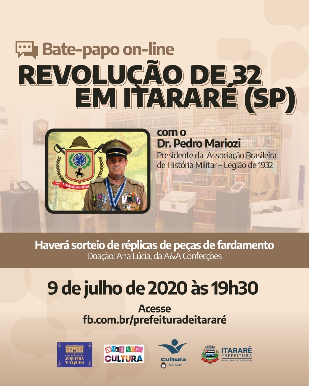 Live Cultural: Prefeitura de Itararé (SP) promove bate-papo em comemoração a Semana da Revolução de 32