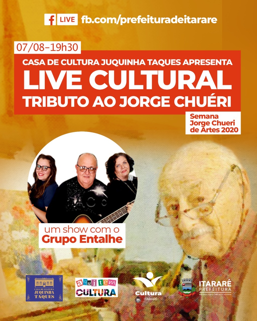 II Semana Jorge Chuéri de Artes: Prefeitura de Itararé (SP) promoverá live em homenagem ao artista