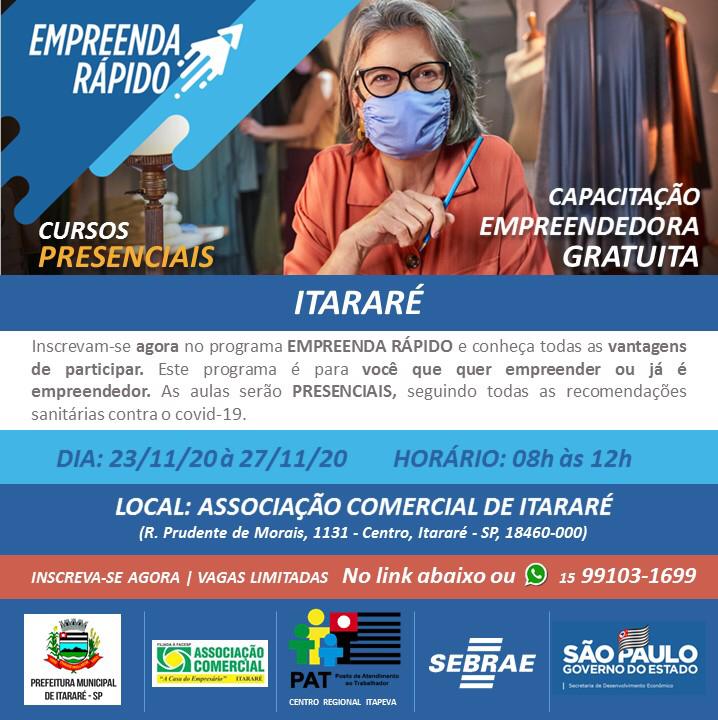 Em parceria com o Sebrae, Prefeitura de Itararé (SP) promove curso gratuito de capacitação empreendedora
