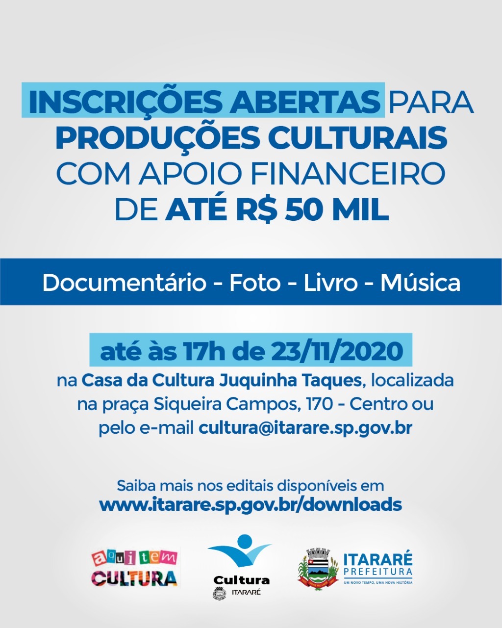 Em Itararé (SP), inscrições para projetos culturais com incentivo financeiro terminam segunda-feira (23)