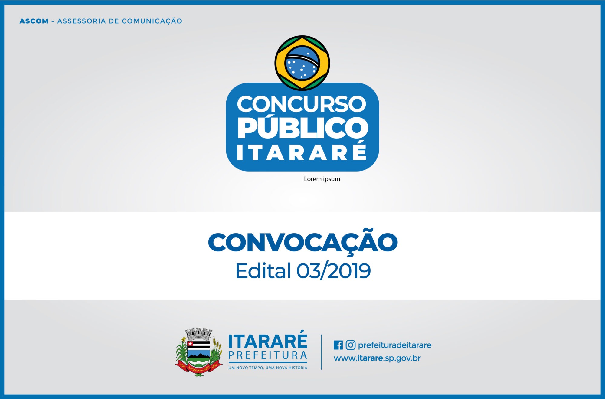 Prefeitura de Itararé (SP) divulga convocação para Concurso Público 03/2019