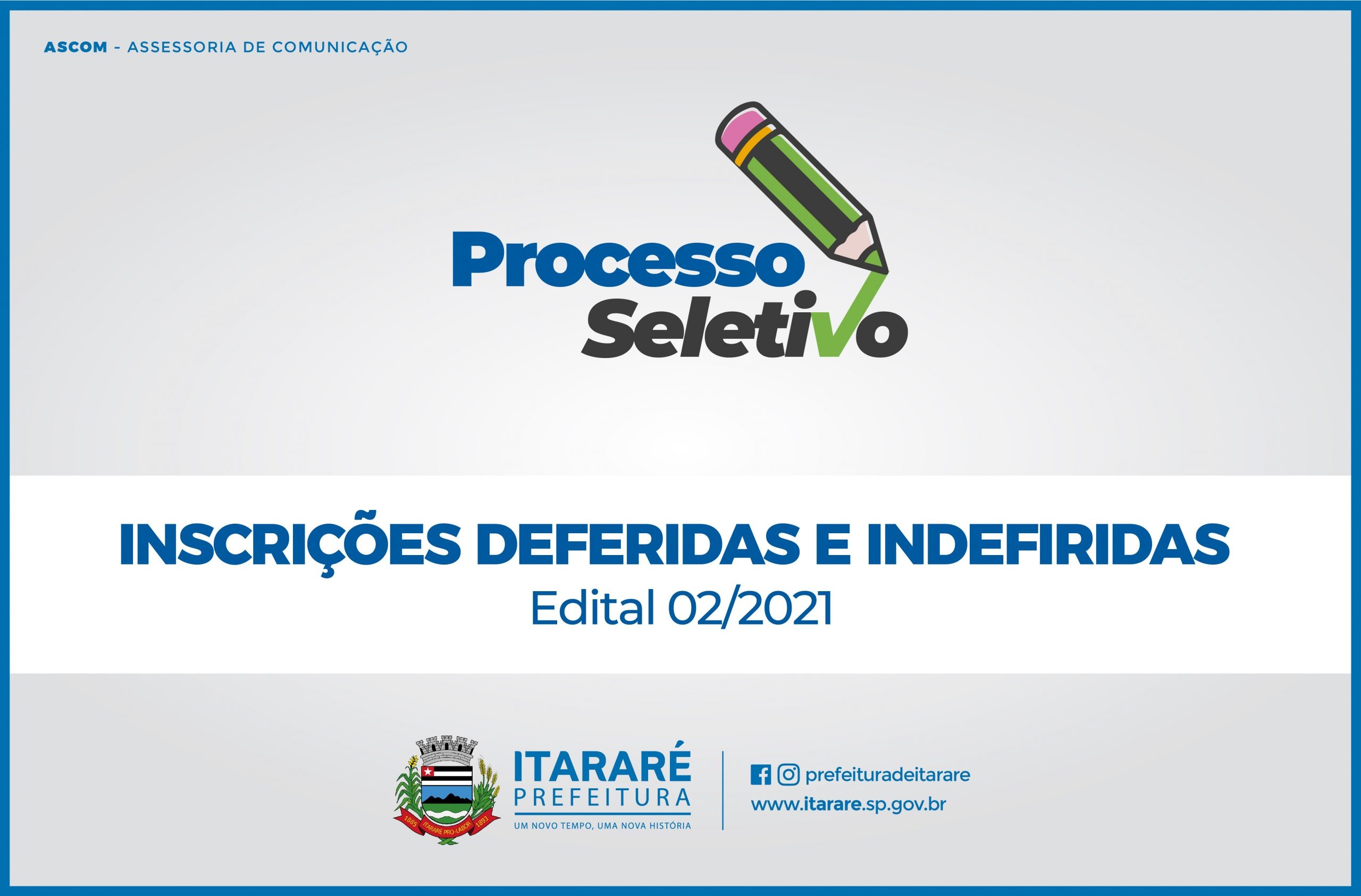 Prefeitura de Itararé (SP) divulga edital de deferimento de inscrições para o Processo Seletivo 02/2021