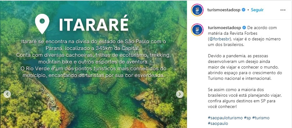 Itararé (SP) é destaque nas mídias da Secretaria de Turismo e Viagens do Estado de São Paulo