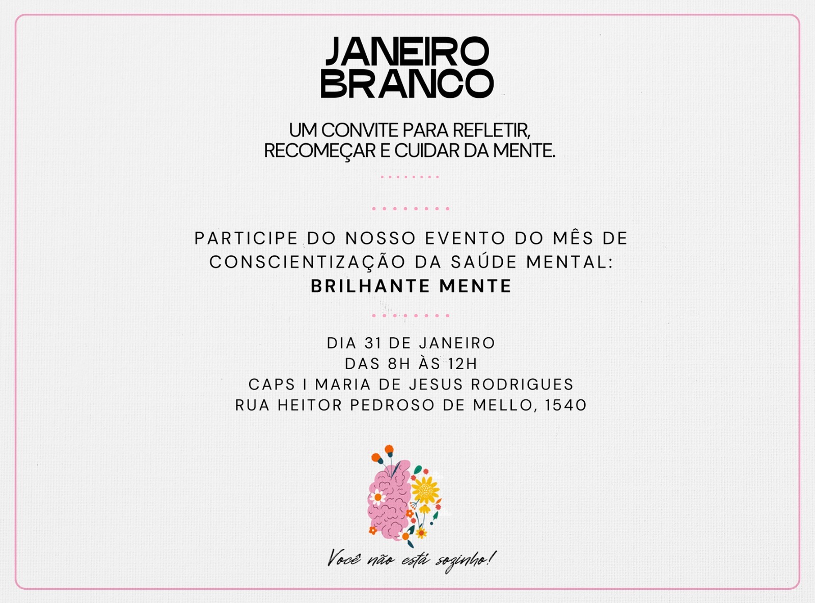 Janeiro Branco: Prefeitura de Itararé (SP) promove ação pela saúde mental