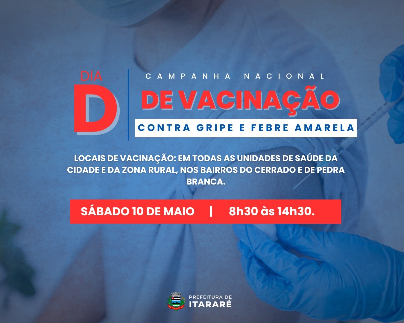 Prefeitura de Itararé (SP) realiza Dia D de vacinação contra a gripe e febre amarela neste sábado (10)