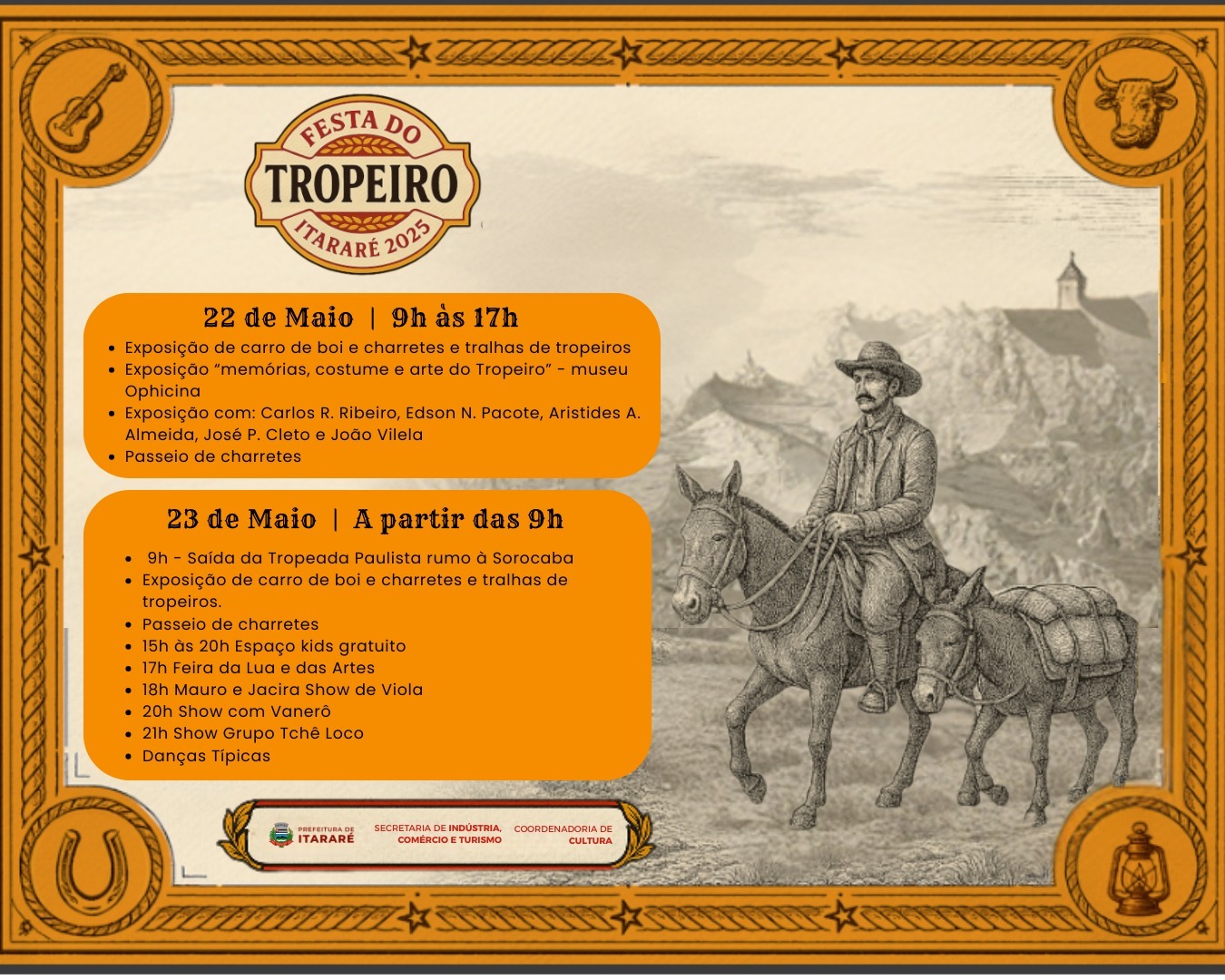 Itararé (SP) promove 1ª edição da Festa do Tropeiro nos dias 22 e 23 de maio