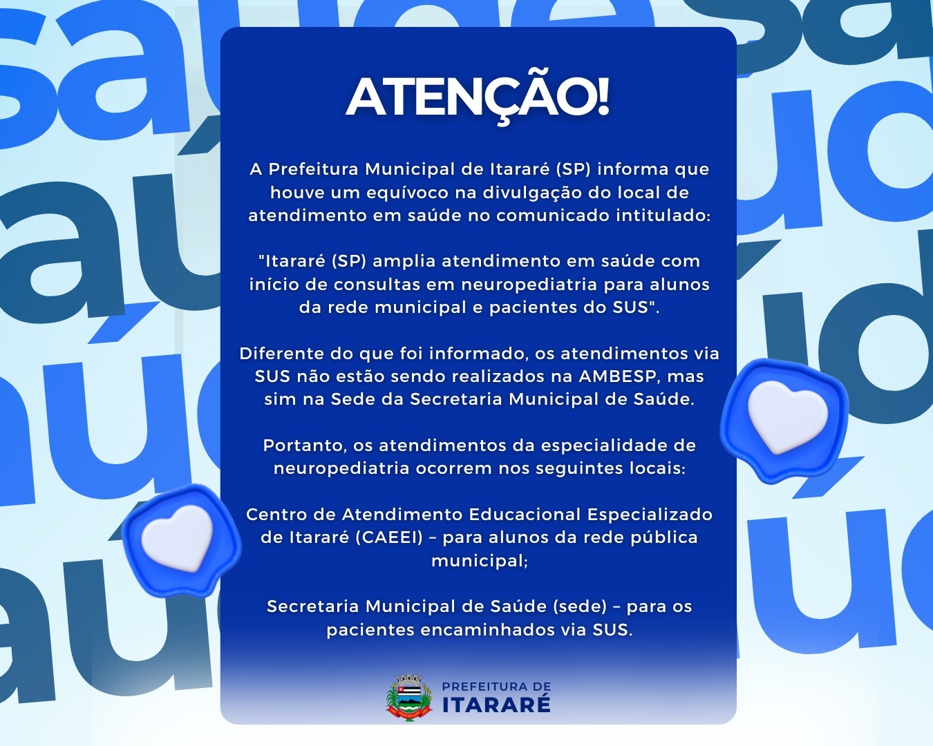 Errata – Atendimento Neuropediatria