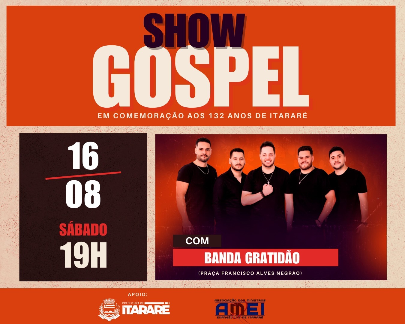 Banda Gratidão se apresenta em show gospel no aniversário de Itararé (SP)