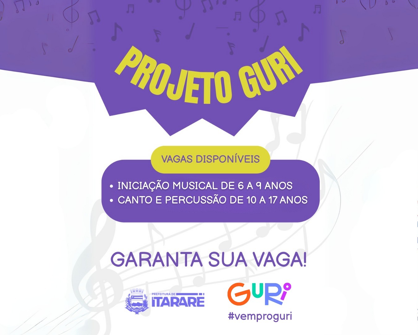 Projeto Guri está com vagas abertas em Itararé (SP)