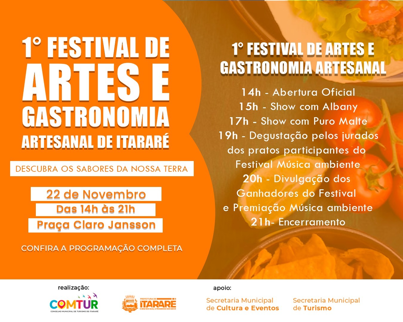 Programação do Festival Gastronômico é divulgada e promete movimentar Itararé (SP) neste sábado (22)