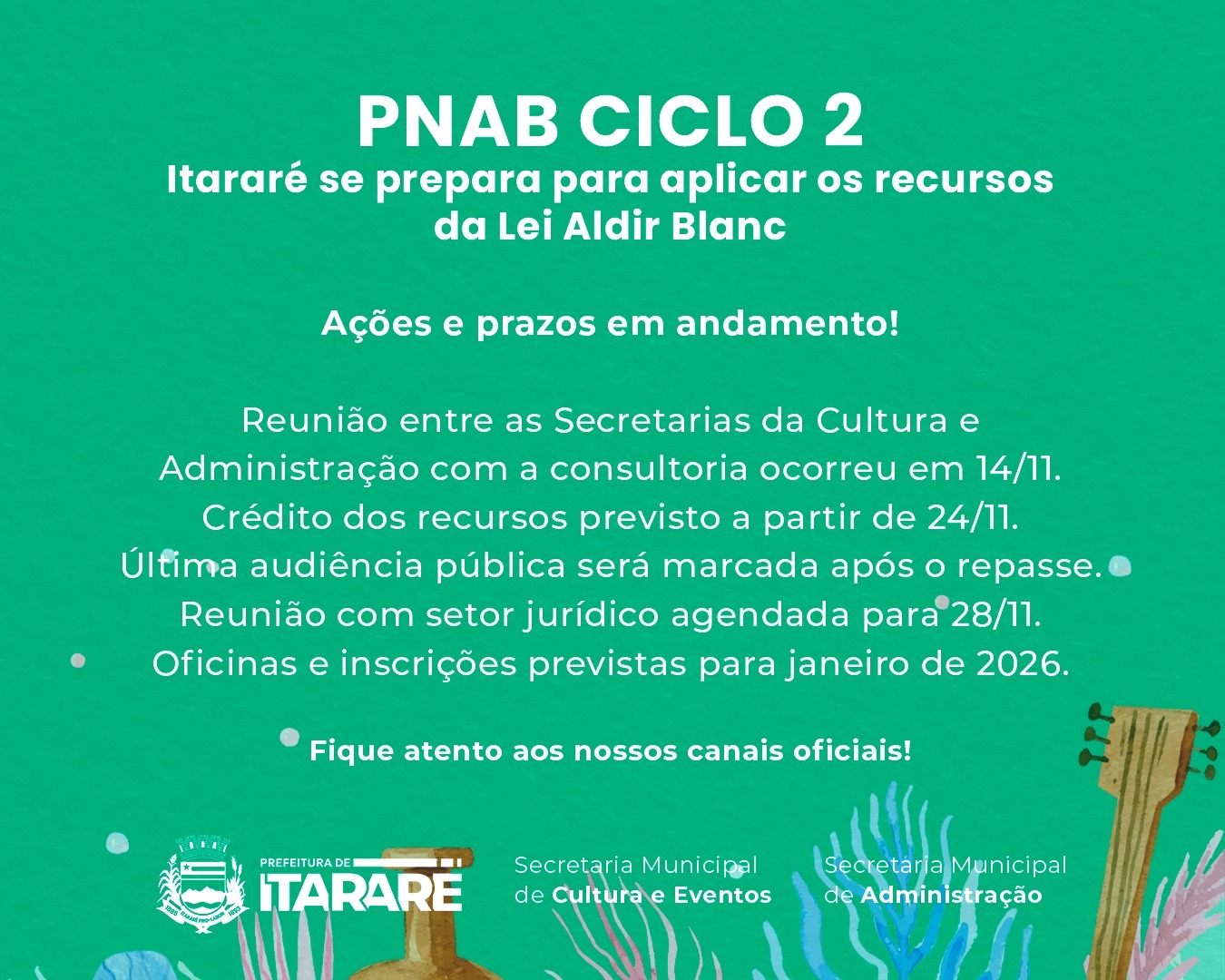 Itararé (SP) avança nas definições para aplicação dos recursos da Lei Aldir Blanc – PNAB Ciclo 2
