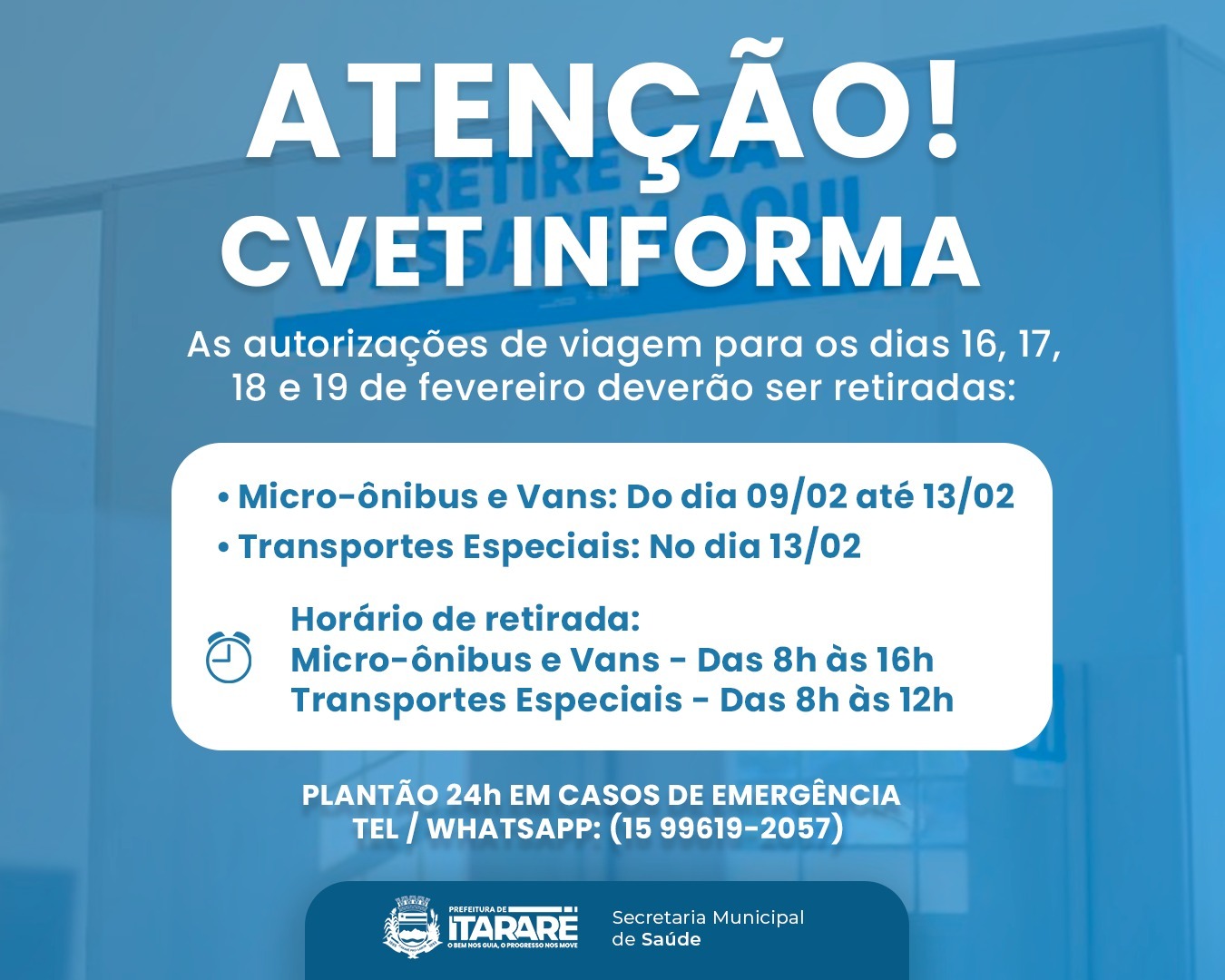 Prefeitura de Itararé (SP) antecipa retirada de passagens para transporte de pacientes devido ao feriado de Carnaval