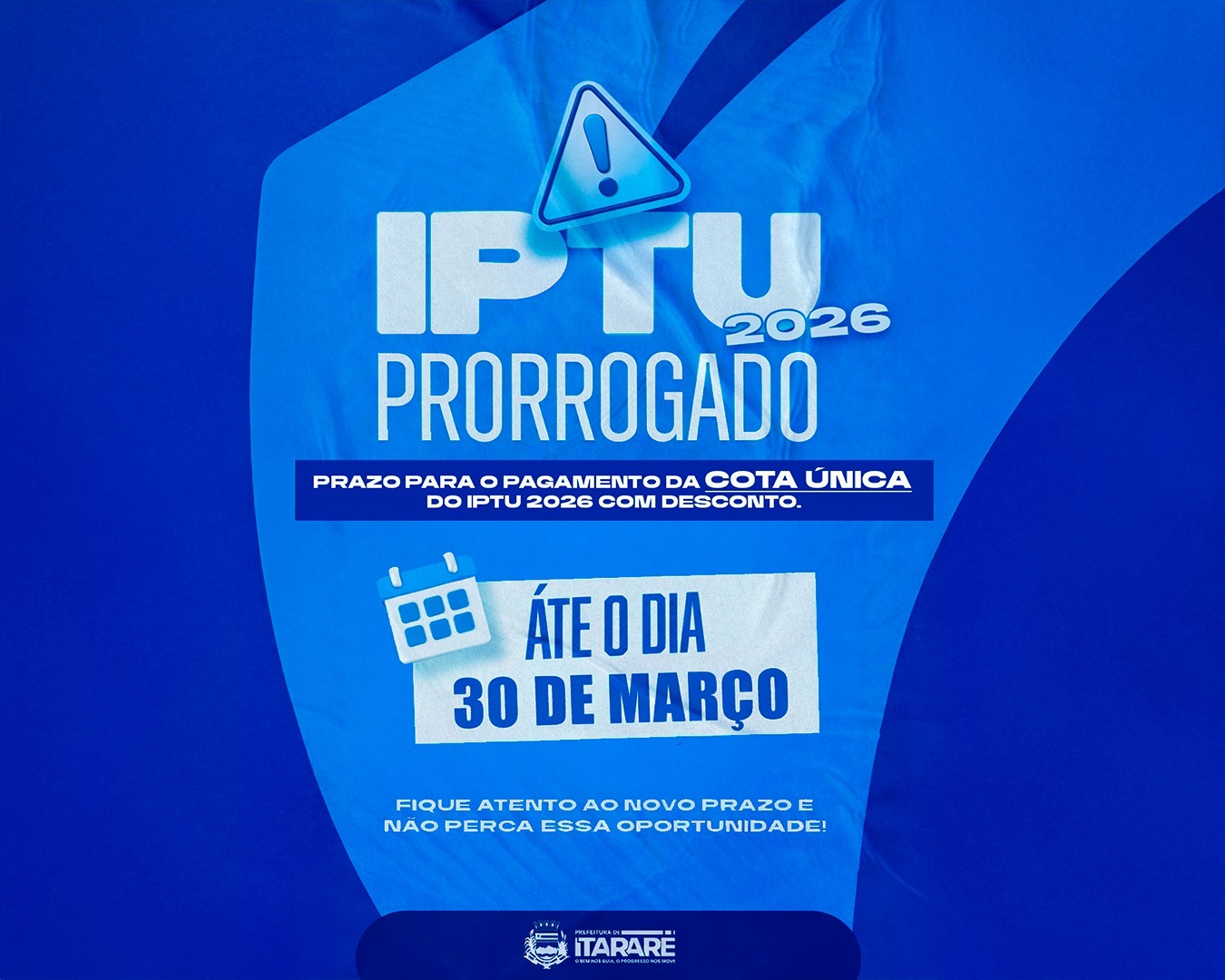 Prefeitura prorroga prazo para pagamento da taxa única de IPTU
