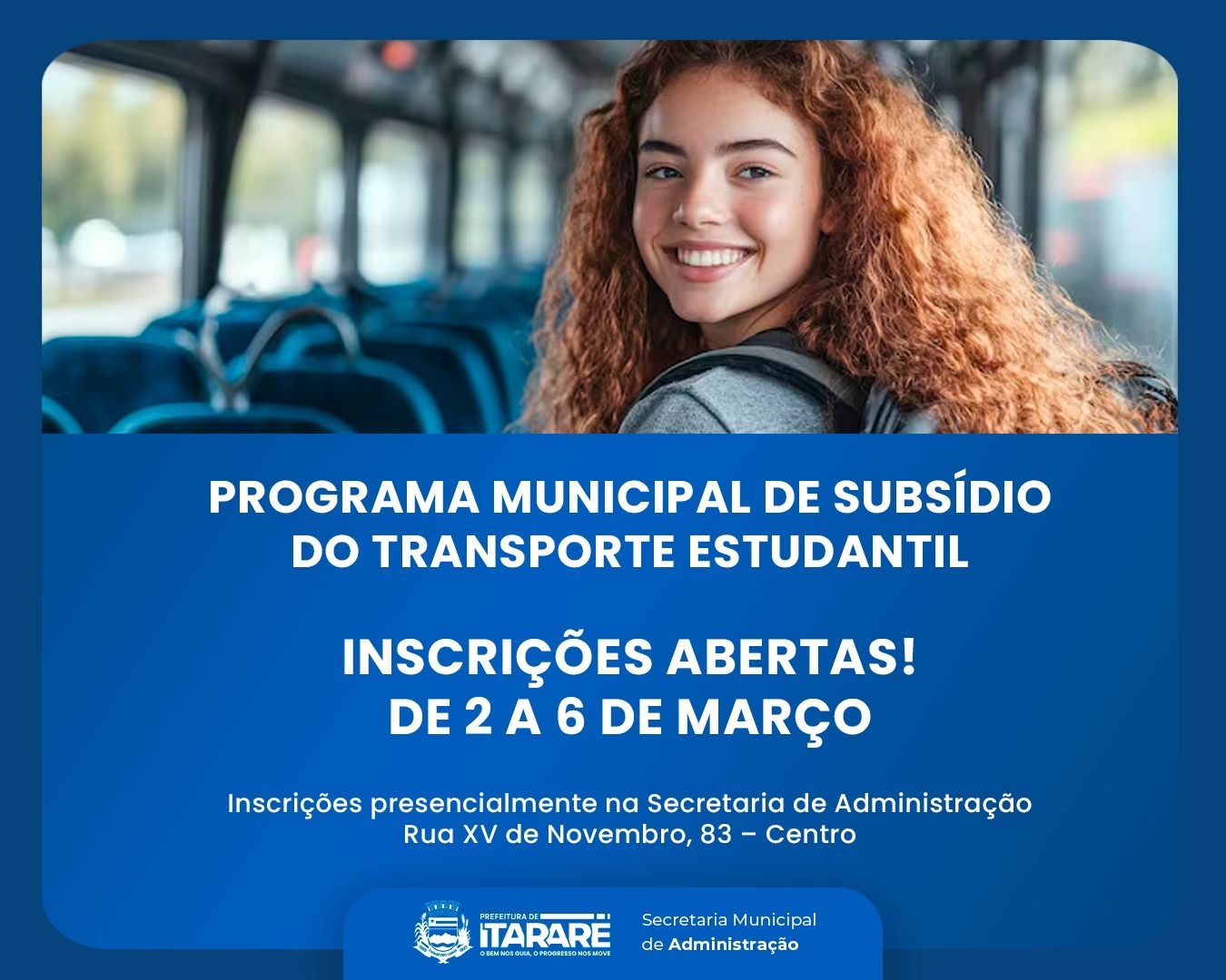 Prefeitura de Itararé abre inscrições para Programa Municipal de Subsídio ao Transporte Estudantil