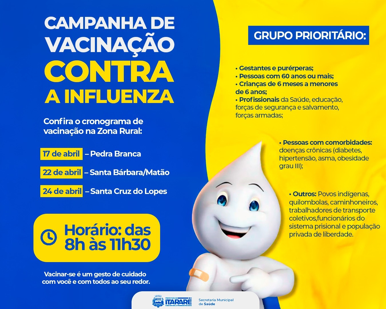 Prefeitura de Itararé inicia vacinação contra Influenza na zona rural
