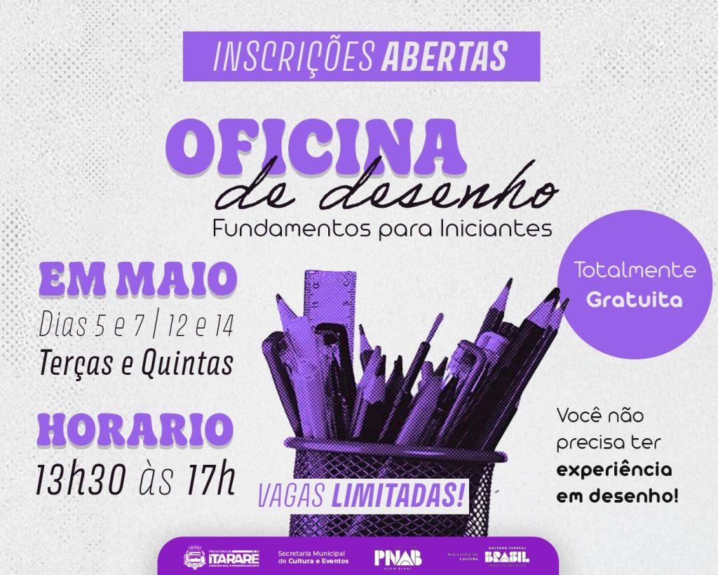Prefeitura abre inscrições para curso gratuito de desenho