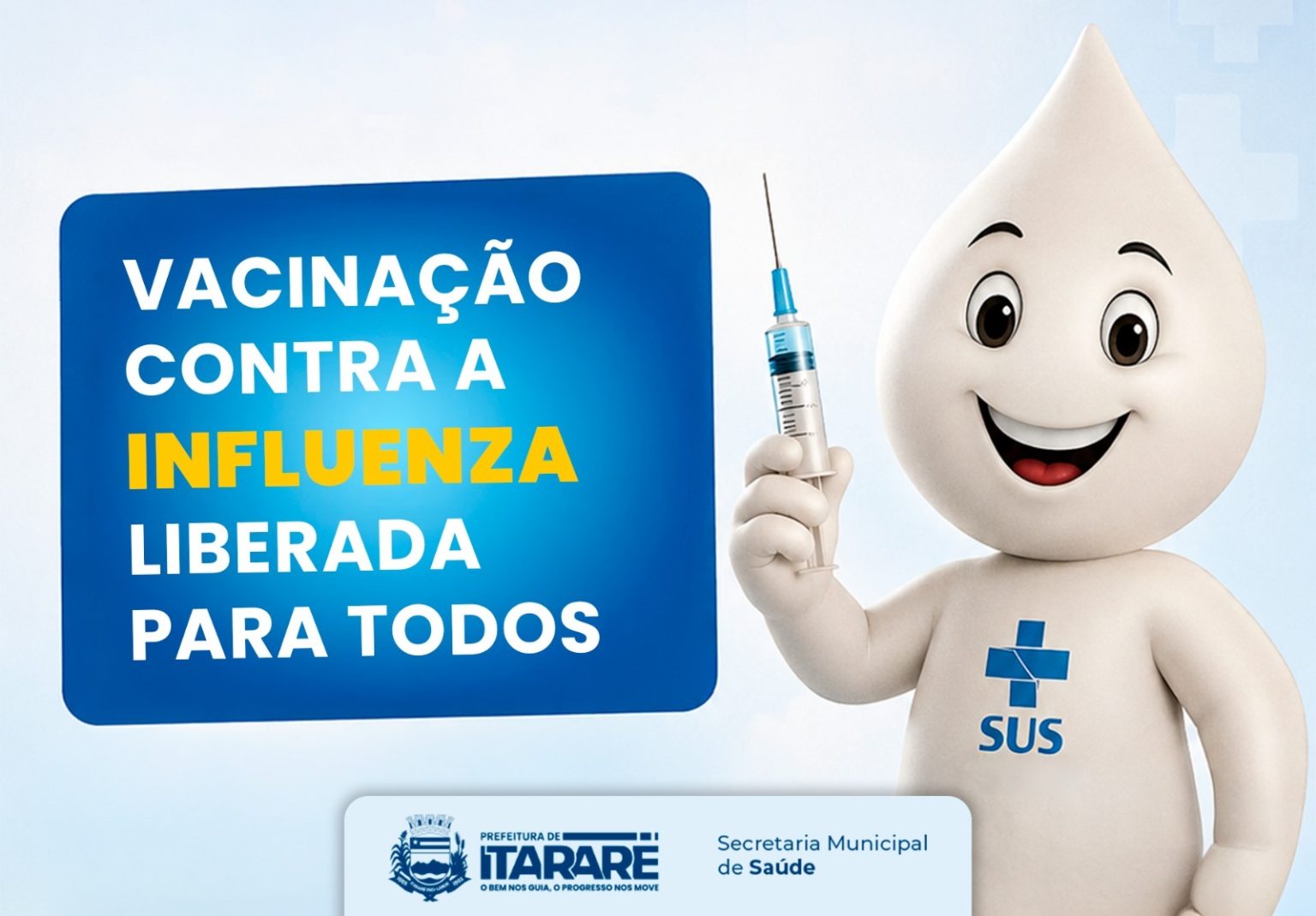 Vacinação contra a Influenza está liberada para toda população acima de 6 meses em Itararé