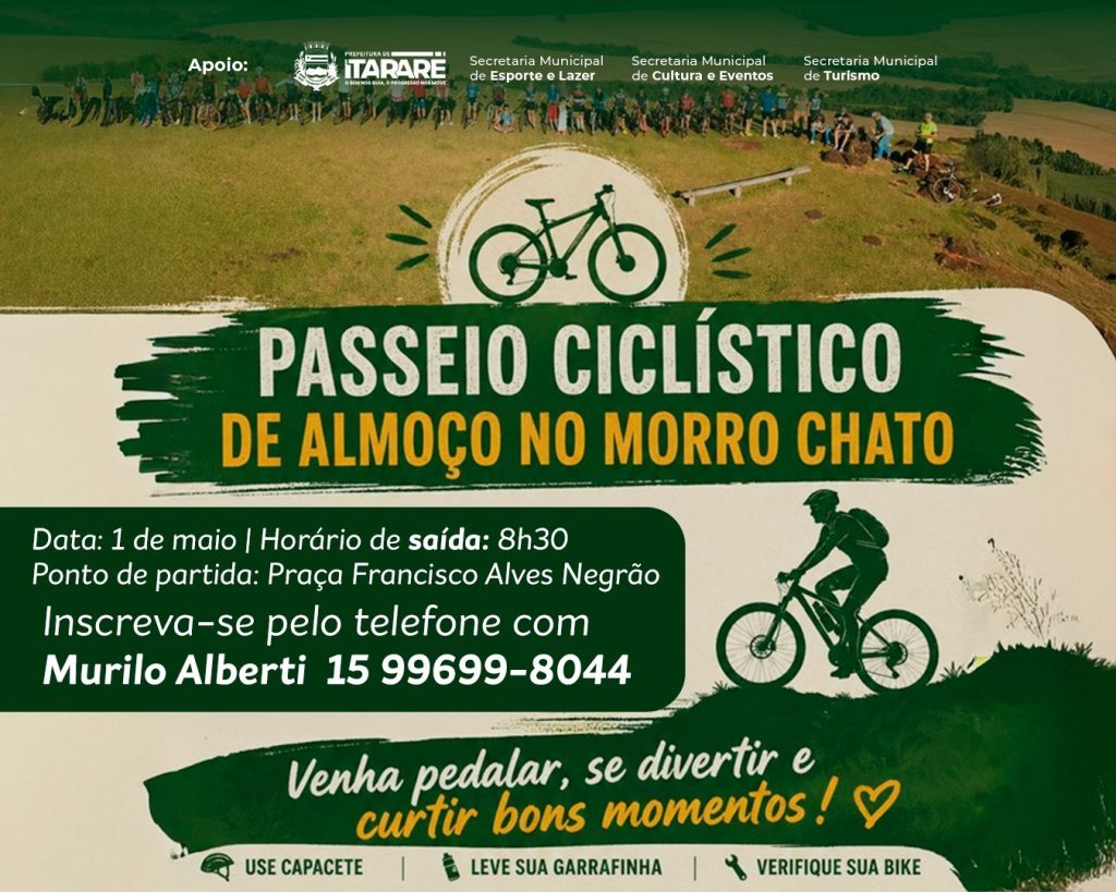 Prefeitura de Itararé apoia Passeio Ciclístico de 1º de Maio com destino ao Morro Chato