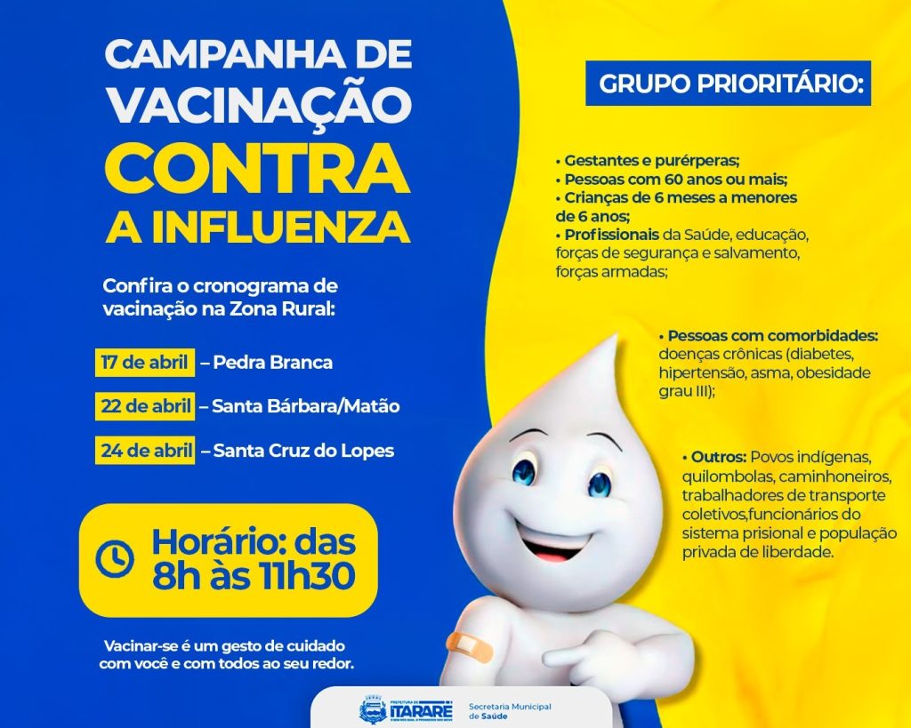 Prefeitura de Itararé inicia vacinação contra Influenza na zona rural