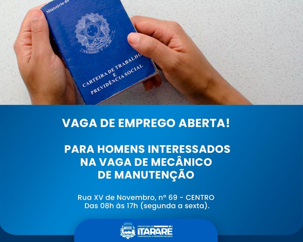 Pat de Itararé divulga nova vaga de emprego