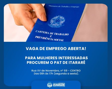 PAT de Itararé divulga vaga para Auxiliar de Cozinha