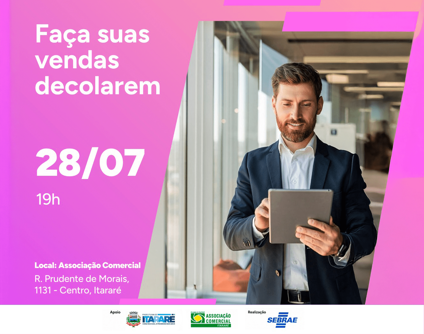 Prefeitura de Itararé e Sebrae promovem palestra gratuita para impulsionar vendas e atrair mais clientes