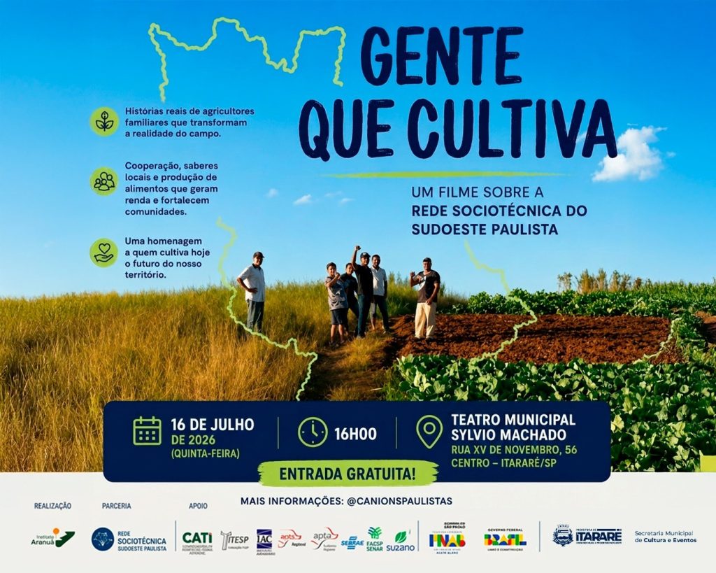 Prefeitura de Itararé divulga estreia gratuita do documentário “Gente que Cultiva” no Teatro Municipal