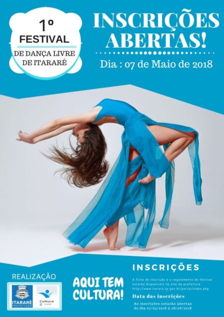 Abertas as inscrições para 1º Festival de Dança Livre de Itararé (SP) Abertas as inscrições para 1º Festival de Dança Livre de Itararé (SP)