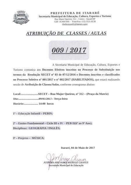 Atribuição de Classes / Aulas 9 e 10