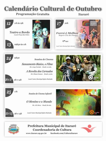 Confira o calendário cultural de Outubro! AG-OUTUBRO-2015-web